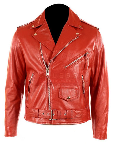 Mens Fashion Biker Red Leather Jacket | CLJ