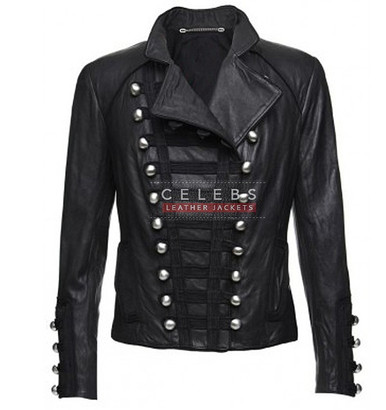 Womens Benedetta Military Black Moto Leather Jacket