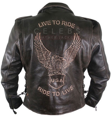 Motorcycle Eagle Embossed Classic Biker Jacket