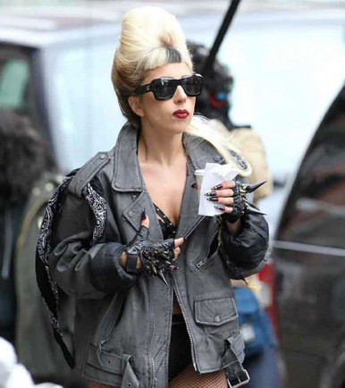 Lady Gaga Filming HBO Special Leather Jacket