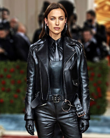 Irina Shayk Red Leather Coat - Celebs Movie Jackets