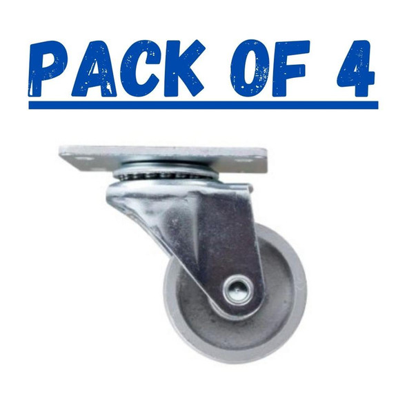 Pack of 4 Everbilt 2 in. Swivel Industrial Steel Swivel Plate Caster 150 lbs. Weight Capacity