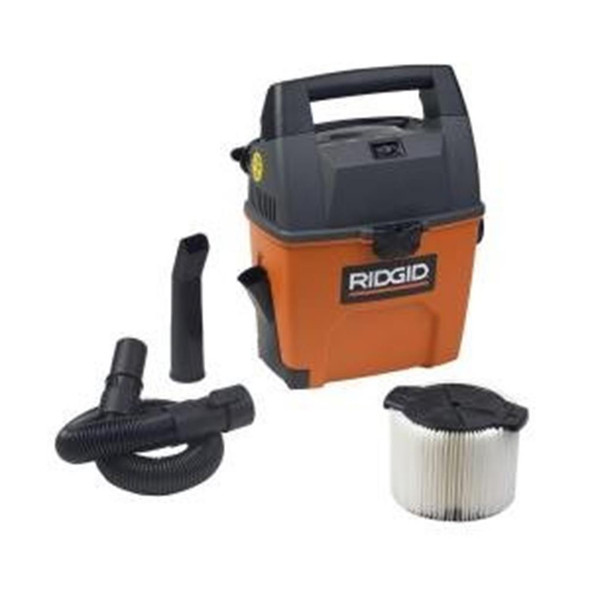 (Open Box) Ridgid 3 Gallon 3.5 Peak HP Portable Wet/Dry Shop Vacuum with Built in Dust Pan, Filter, Expandable Locking Hose and Car Nozzle - WD3050