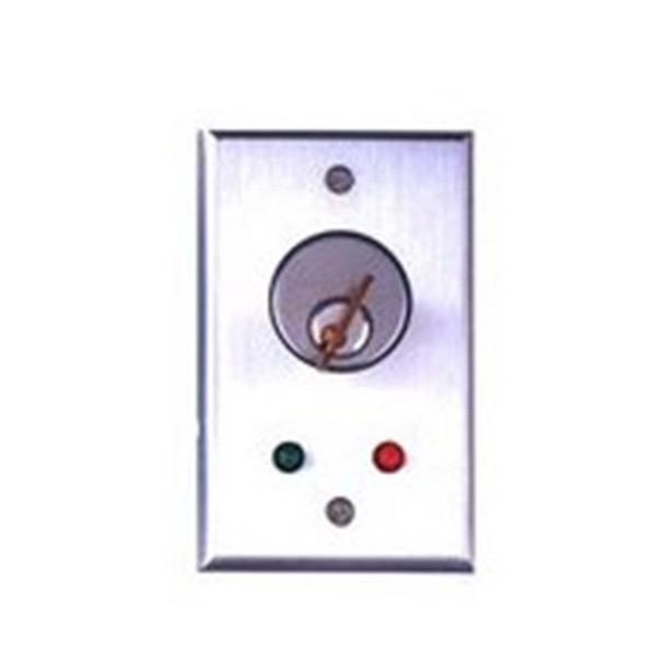 Camden Door Controls CM-1180-7212-60KA Key Switch, DPDT Momentary / Mortise Cylinder Keyed Alike / Red and Green 12V Leds Mounted On Faceplate