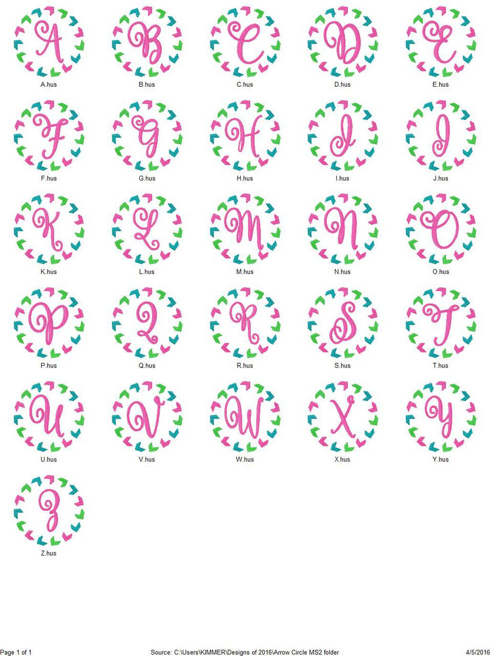 Chevron Arrow Circle Monogram Set 2 - Joyful Stitches
