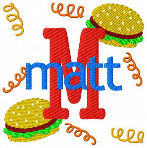 Hamburger & Fries Picnic Monogram Set Hamburger & Fries Picnic Monogram Set