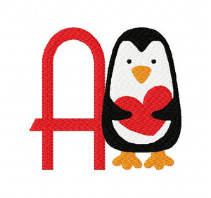 Penguin Heart Valentine Monogram Set