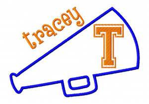 Cheerleader Megaphone 5x7 Applique Monogram Set Cheerleader Megaphone 5x7 Applique Monogram Set