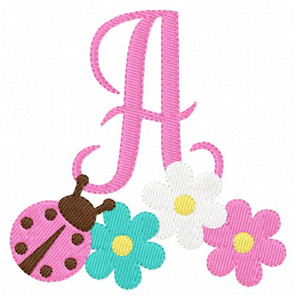 Ladybug & Daisies Monogram Embroidery Font Set Ladybug & Daisies Monogram Embroidery Font Set