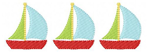 Sailboat Trio Embroidery Design - 3 sizes included Sailboat Trio Embroidery Design - 3 sizes included