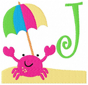 Crab Beach Summer Monogram Machine Embroidery Design Set Crab Beach Summer Monogram Machine Embroidery Design Set