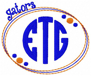 Gators 3 Letter Monogram Embroidery Design Set Gators 3 Letter Monogram Embroidery Design Set