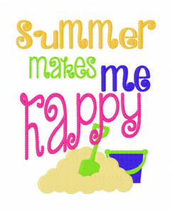 Summer Makes Me Happy Embroidery Design Summer Makes Me Happy Embroidery Design