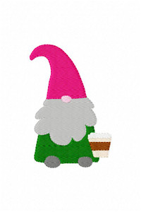 Gnome with Coffee Machine Embroidery Design Gnome with Coffee Machine Embroidery Design