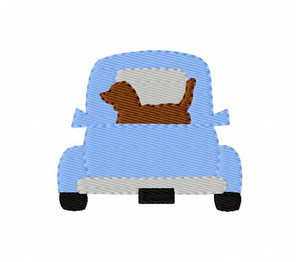 Truck with Retriever Dog Machine Embroidery Design, 2 sizes included Truck with Retriever Dog Machine Embroidery Design, 2 sizes included