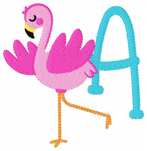 Fun Tropical Flamingo Monogram Embroidery Font Design Set Fun Tropical Flamingo Monogram Embroidery Font Design Set