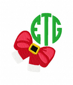 Santa Bow Circle Monogram Christmas Monogram Machine Embroidery Font Design Santa Bow Circle Monogram Christmas Monogram Machine Embroidery Font Design