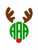 Reindeer Antler Red Nose Christmas 3 Three Letter Monogram Embroidery Design Set