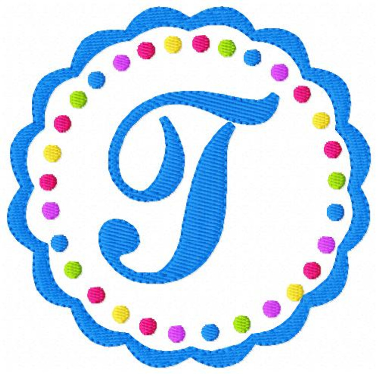 Scallop Circle Dot Girly Monogram Embroidery Font Design Set