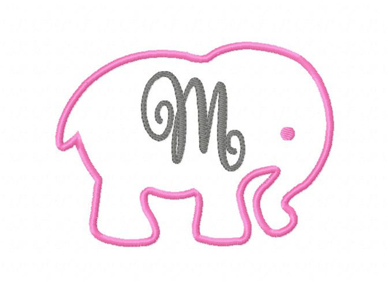 Elephant Applique 5x7 Monogram Set