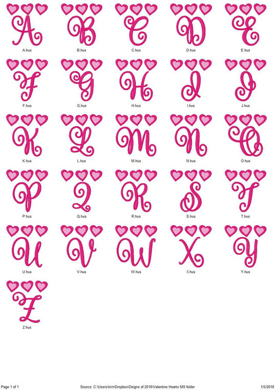 Valentine Heart Monogram Set - Joyful Stitches