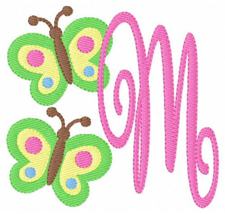 Butterfly Twin Monogram Embroidery Design Set