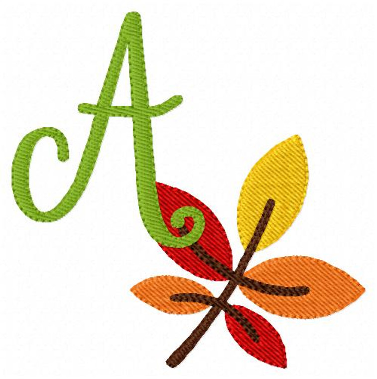 Autumn Fall Leaves Monogram Embroidery Design Set