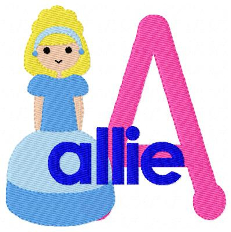 Princess in Blue Machine Embroidery Monogram Design Set