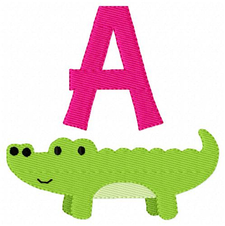 Alligator Gator Preppy Monogram Embroidery Font Design Set