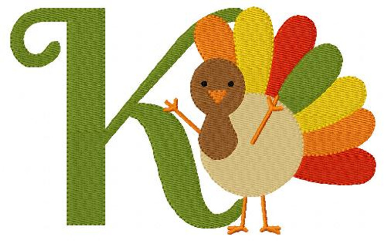 Happy Turkey 5x7 Monogram Set