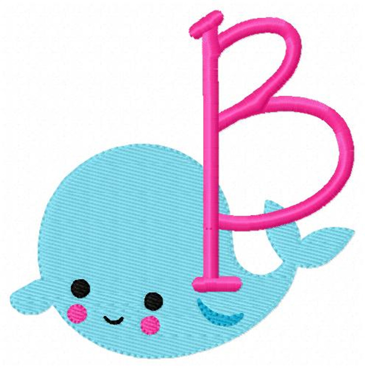 Whale Cutie Machine Embroidery Monogram Design Set