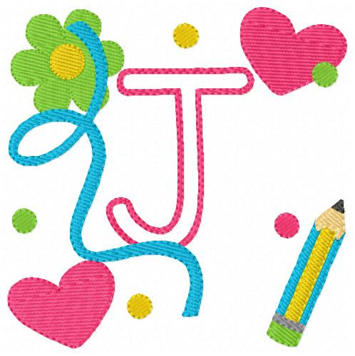 Back to School Doodle Monogram Embroidery Design Set - Joyful Stitches