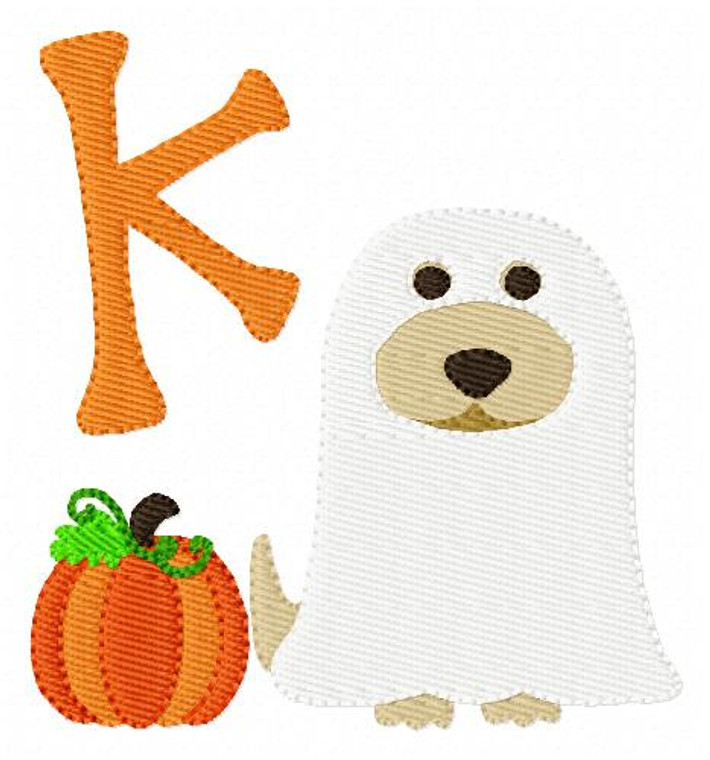 Golden Retriever Ghost Costume Monogram Embroidery Font Design Set