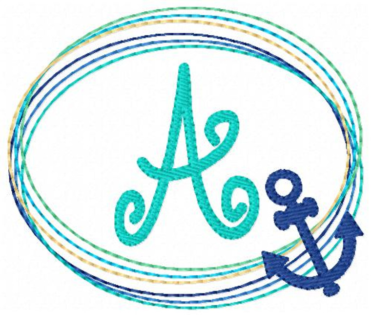 Anchor Beach Monogram Embroidery Font Design Set