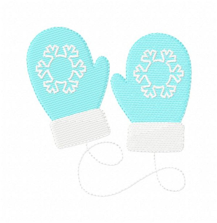 Snowflake Mittens Winter Embroidery Design