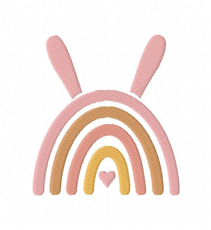 Easter Bunny Boho Rainbow Heart Embroidery Design