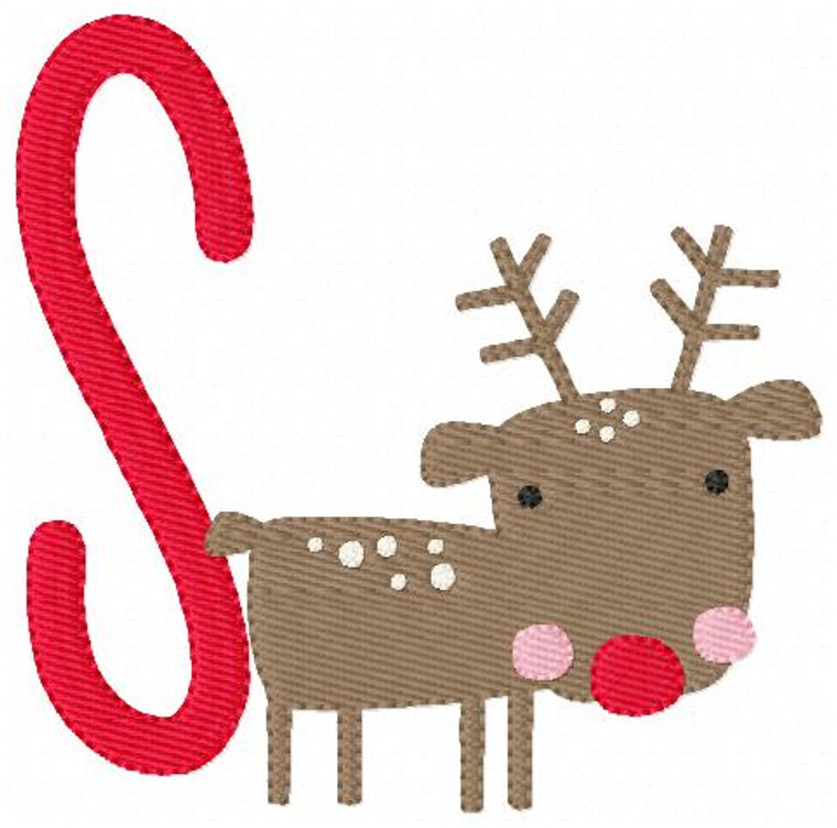 Festive Fun Red Nosed Reindeer Monogram Embroidery Designs