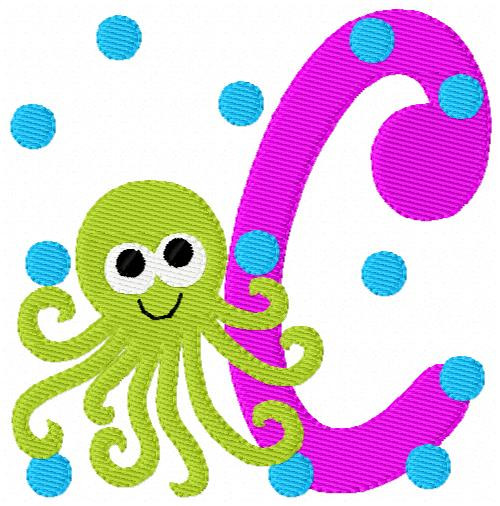 Octopus Summer Monogram Set - Joyful Stitches