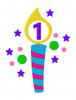 Birthday Candle Colorful Stars Dots