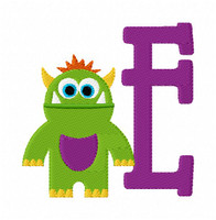 Little Green Monster Monogram Font Embroidery Design Set