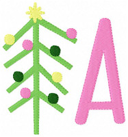 Simple Christmas Tree Monogram Embroidery Design Set