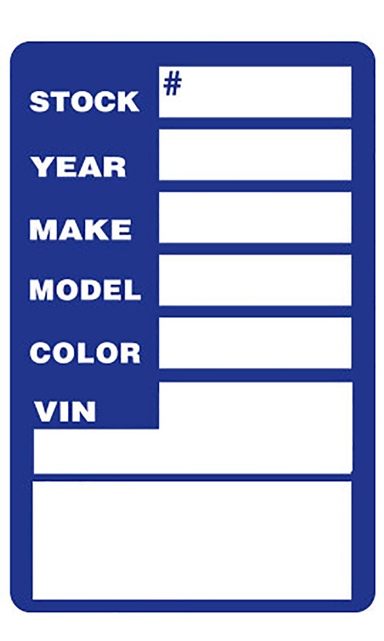 Blue Window Stock Stickers - SSW Dealer Supply