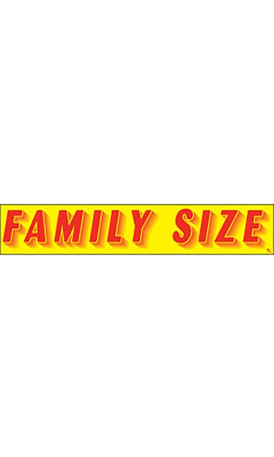 Rectangular Slogan Windshield Sticker - Red/Yellow - "Family Size"