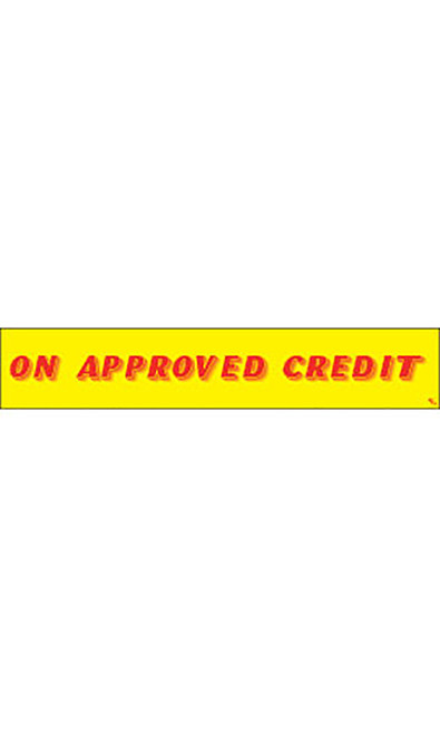 Rectangular Slogan Windshield Sticker - Red/Yellow - "On Approved Credit"zoom