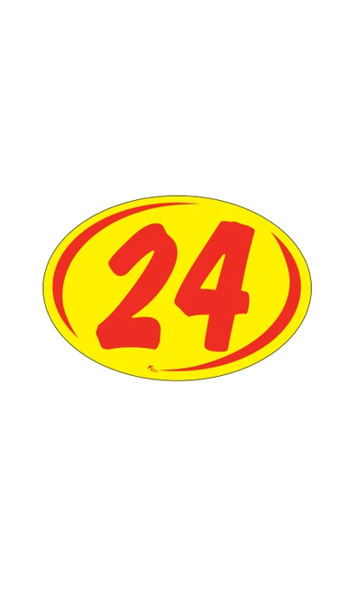 Oval 2-Digit Year Stickers - Red/Yellow