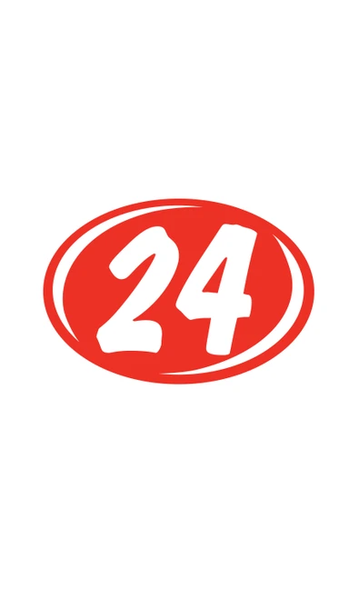 Oval 2-Digit Year Stickers - White/Red