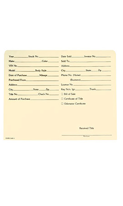 Dealer Record Envelopes