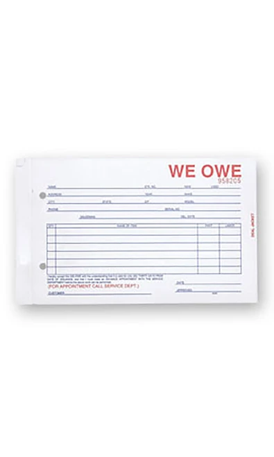 3-Part We Owe Agreement Forms