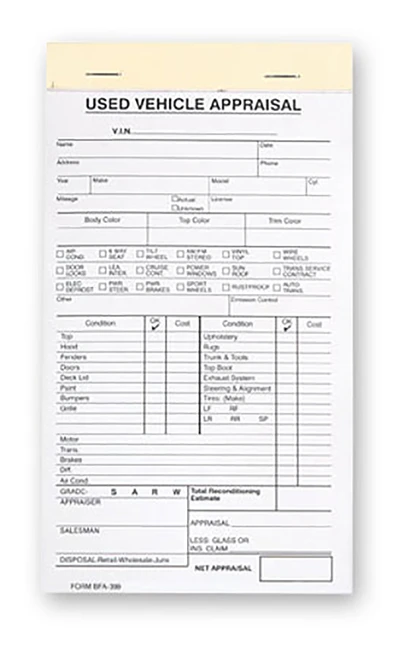 3-Part Used Vehicle Appraisal Book
