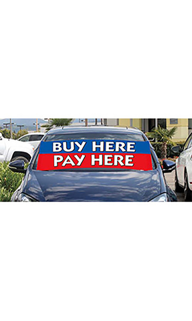 Windshield Banner With Bungee Cord - "Buy Here Pay Here"zoom